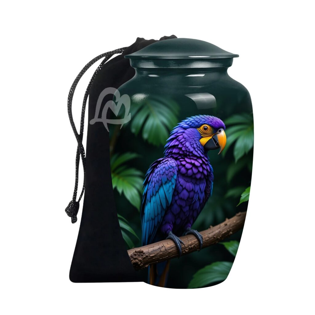 Elegant Parrot Memorials Cremation Urns for Human Ashes, Decorative Burial Urn for Adult Men and Women,