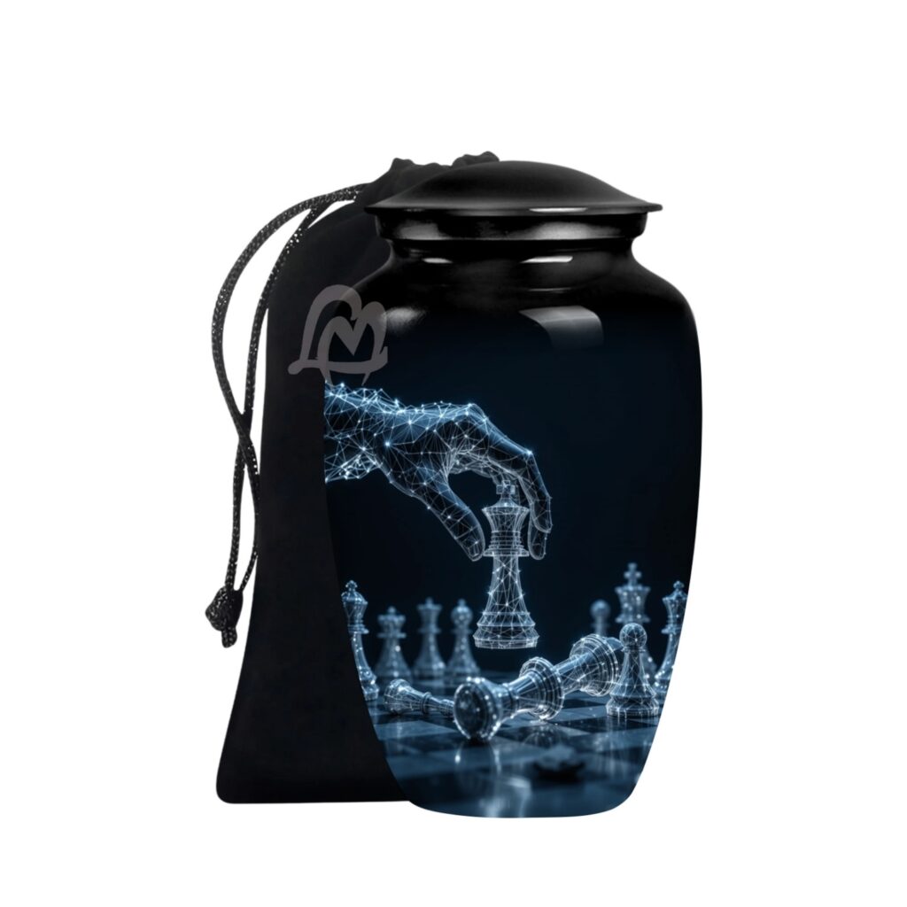 Chess Cremation Urns for Ashes for Adult Female & Male - Large Metal Home Decorative Funeral